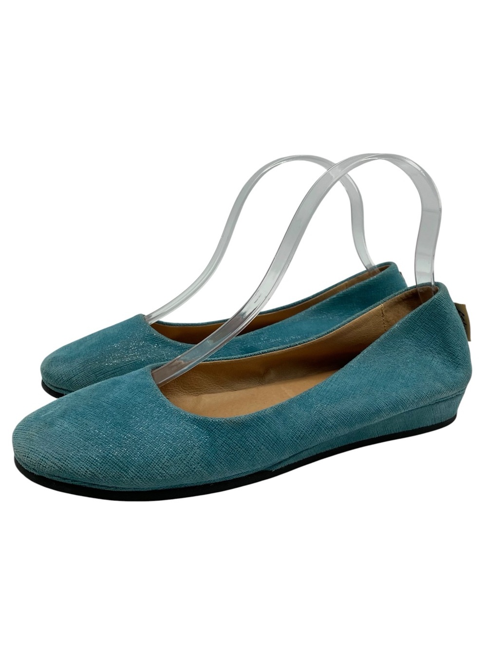 French Sole FS Womens Shoes Teal Leather Flats Sz 8 Slip On Colorful Italy Flat